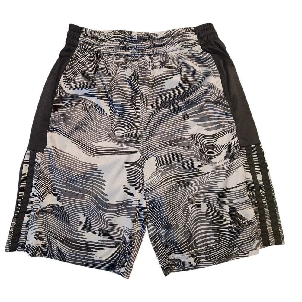 Adidas Kids Black Gray Athletic Shorts Med 10/12